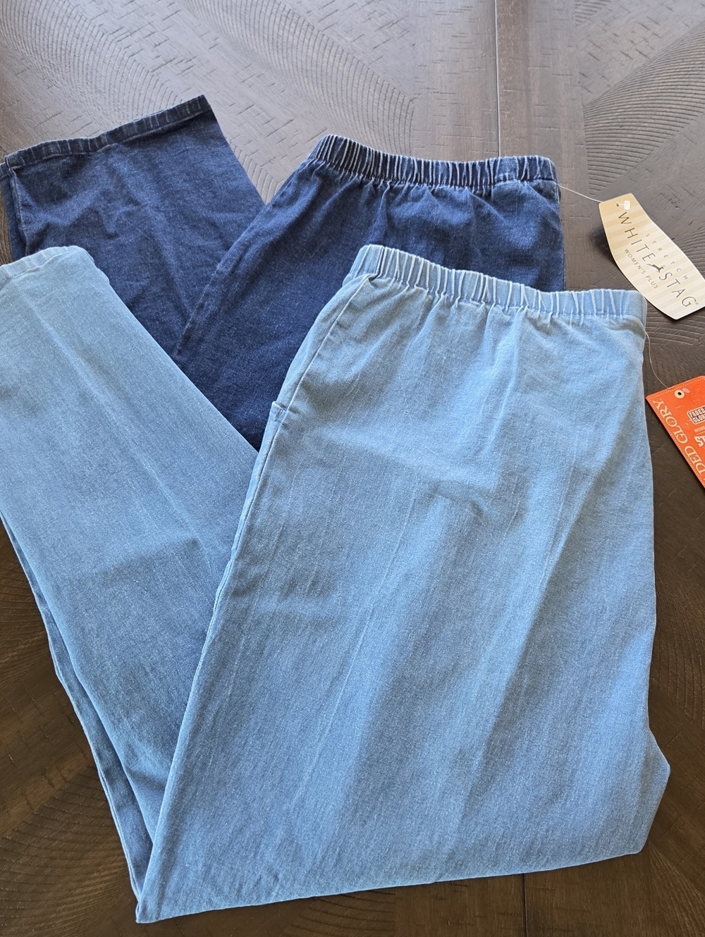 LOT OF 2 NWT White Stag & Faded Glory Denim Pocket Leggings  Plus 22W 24W Petite